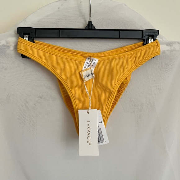 NWT l*space Ribbed Whiplash Yellow Bikini Bottom Size Smalll - Picture 5 of 7